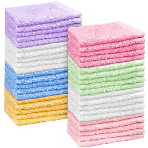 JTKDG Baby Waschlappen 40 Stück,Mikrofaser-Korallenfleece Handtücher, Bio-Baumwolle Spucktücher, Waschtücher Sanft zu Empfindlicher Gesichtshaut für Gesicht Hände Körper Neugeborene,25x25cm