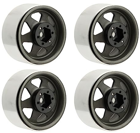 Alomejor Beadlock Wheels RC Wheel Rim Set Wheel Hub for SCX10 90046 1.9 Inch Metal Offset 8.9mm (Gray)