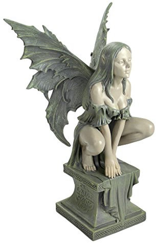 Design Toscano CL5047 Sculpture de Fée Celtique sur Perchoir Résine
