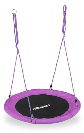 Relaxdays Columpio Jardín Nido de Altura Ajustable para Niños y Adultos, hasta 100 kg, Morado, ø 110 cm, Juventud Unisex