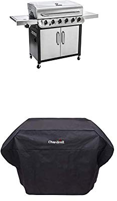 Char-Broil Convective 640 S XL - 6 Brenner Gasgrill mit Seitenbrenner, Edelstahl + Extra-Grosse Wetterschutzhaube , Schwarz