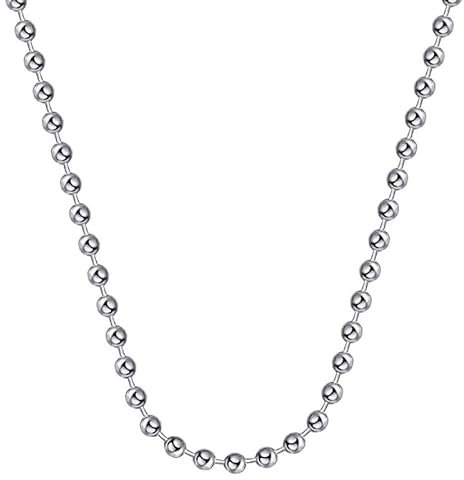 BOBIJOO Jewelry - Chaîne Collier Maille Perles Boules Billes 4mm 60cm Acier Argent