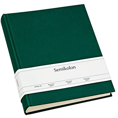 Semikolon 363980 Foto-Album Classic Large - 24,5 x 30,5 cm - 130 Seiten cremefarben, für 260 Fotos - forest grün