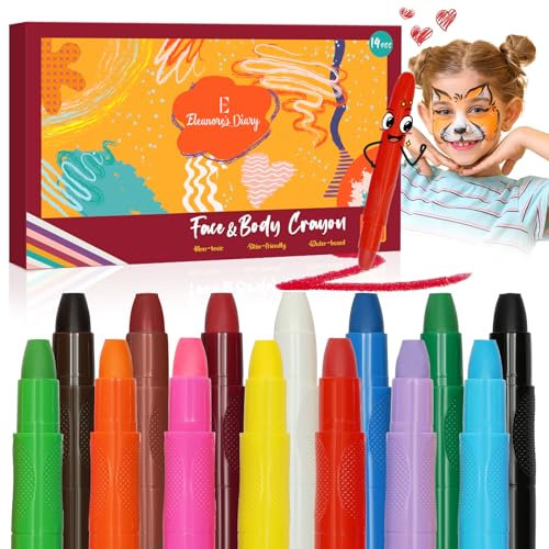 Gesichtsfarben Kinderschminke Set, Eleanore's Diary 14 Farben Schminkstifte Kit, Abwaschbare Körperfarben, Sicher & Ungiftig, Abwaschbare, Halloween Face Paint Body Paint für Kinder & Erwachsene