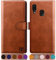 SUANPOT [RFID Schutz für Samsung Galaxy A20e hülle PU Leder handyhülle Lederhülle klapphülle Kartenfach Flip Phone Case Cover für Samsung A20e Handy hülle Phone case Cover Hellbraun