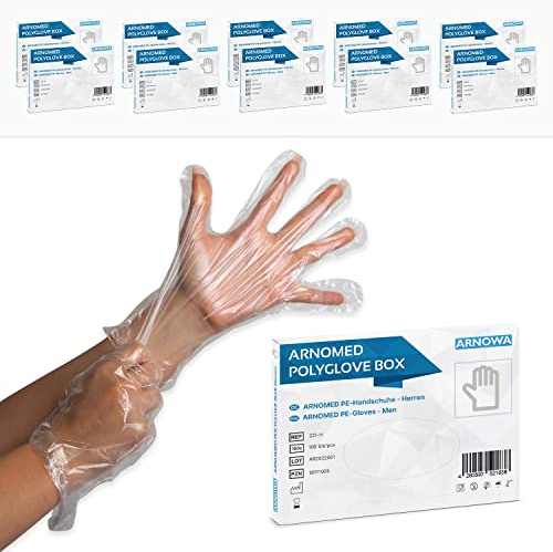 1000x ARNOMED® PE, Einmalhandschuhe Einweg, Plastik Einweghandschuhe für Damen & Herren, Plastikhandschuhe zum Haare färben, Dieselhandschuhe, Bäckerhandschuhe, Lebensmittelhandschuhe