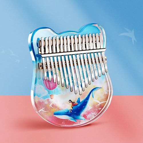 Kalimba 17/21 tasti in acrilico, pianoforte per pollice, strumenti musicali per adulti e principianti, con custodia in EVA, manuale di istruzioni, regalo portatile per dita (blu, 17 tasti)