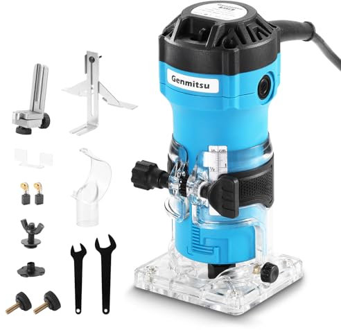 Genmitsu 1HP Palm Trimmer Router, 30000 RPMCompact Router Wood Tool con base fissa, con pinza di serraggio da 1/4 , perfetto per la lavorazione del legno CNC e progetti fai da te