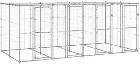 Rabbit Cages,Guinea Pig Cages,Puppy Cages,Kitten Enclosures,Chicken Coops,for Outdoor Free-Range Farm,Outdoor Dog Kennel Galvanized Steel with Roof 104.2 ft²