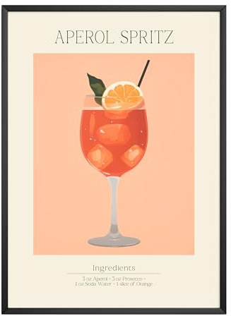 MJ-GRAPHICS - Poster Aperol Spritz - Bild mit Cocktail Rezept - Wandbild Din A4 in Galerie Qualität mit extra dickem 300g Posterpapier - Retro Poster Cocktail - FineArt Kunstdruck ohne Bilderrahmen