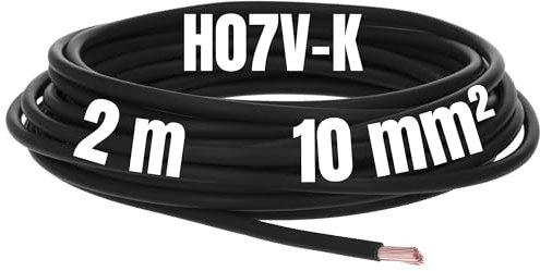 Kalitec 2 Meter H07V-K 10 mm² schwarz Verdrahtungsleitung I Aderleitung flexibel I Litze 10mm2 I Verdrahtung feindrätig I Einzelleitung Zählerschrank I Kabel eindrähtig für Schaltschrank