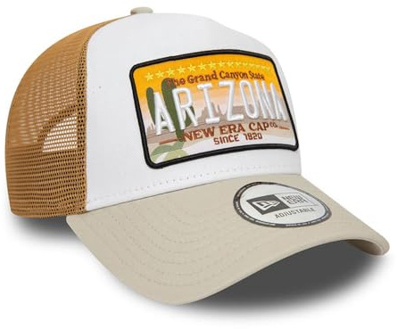 New Era State Patch Trucker Cap Basecap Baseballcap Curved Brim Truckercap Meshcap Damen/Herren - Snapback, mit Schirm Winter Herbst Frühjahr Sommer Frühling-Sommer Herbst-Winter - One Size weiß