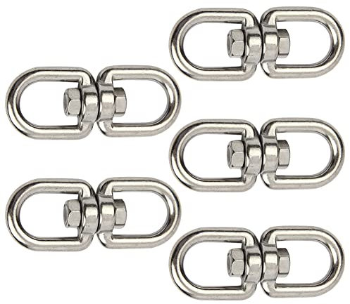 FEEIMOL M4 Ganci Girevole Acciaio Inossidabile Doppia Estremità Sospeso Connettore Rotante Occhiello Gancio Girevoli Anello per Sedie Sospese Altalene Sacchi di Sabbia