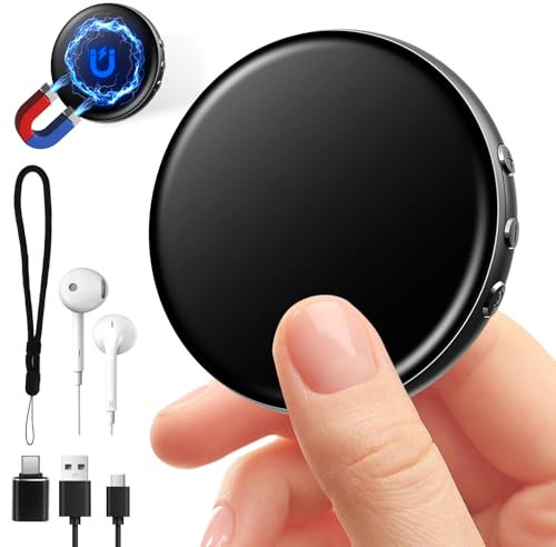 64GB Diktiergerät Mini - Aufnahmegerät mit Spracherkennung Magnet Voice Recorder mit Rauschunterdrückung Abhörgerät für Meetings Interviews Vortrag Vorlesung Kurse Konferenzen