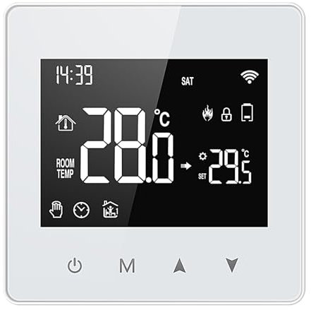 Batteridriven hemtermostat, smart termostat med mobil app, röstaktiverad temperaturkontroll, trådlös termostat för hem, klimatkontrolltermostat, digital smart hemtermostat