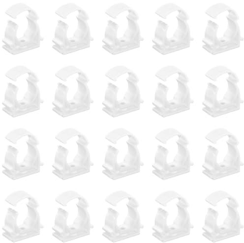 20 PCS White Plastic Water Pipe Clamps,Snap-On Single Tube Clips (20mm Inner Diameter)