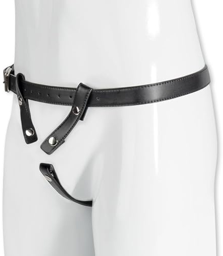 Cage à pénis en nid d'abeille avec ceinture en cuir à 3 voies, string pour hommes Chastity Belt SM sex toys, petits cylindres de fermeture Cock Cage pour hommes, femmes et couples (P04)