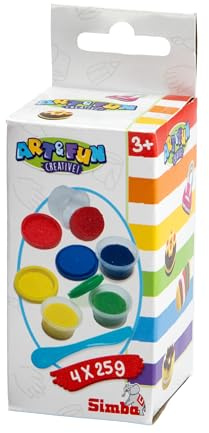 Simba Art & Fun 4 Knetdosen je 25 g – Set mit roter, Blauer, grüner & gelber Knete inkl. Spachtel, weiche Modelliermasse für kreativen Bastelspaß ab 3 Jahren