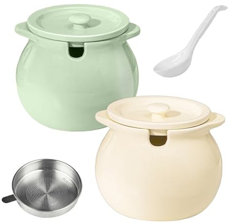 Lata De Almacenamiento De Grasas: Olla Coladora Grande De 50 Oz, Recipiente Para De Cocina, Recolector De Caliente, Soporte Para Preparación De Cocina | Lata Grande De Almacenamiento De Gr