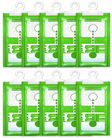 HUVZOR 10 Pcs sacs déshumidificateurs, sacs déshumidificateurs à suspendre, absorbeurs d'humidité, agents anti-humidité pour armoires et placards