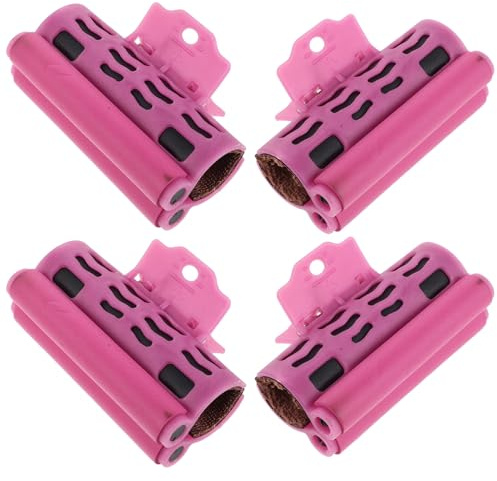 HAMPPLIES Pinzas para Rulos Térmicos Cabello 4 Piezas (2 Grandes y 2 Pequeñas), Clips Resistentes al Calor Cambio de Color, Aislamiento Térmico Seguro para Peluquería y Uso