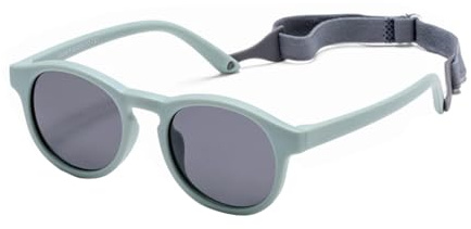 Lunette de Soleil Bébé Polarisées UV400 avec Sangle Réglable en Silicone Souple Lunettes Soleil Enfant 0-3 Ans Protection Yeux Anti-UV Cadre Flexible Confortable pour Garçon Fille Plage Été Vert