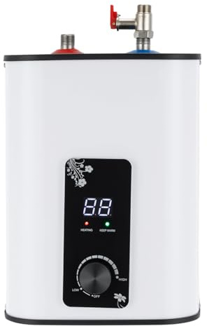 Scaldacqua elettrico istantaneo da 1500 W, temperatura regolabile da 0 a 65 °C, mini scaldacqua istantaneo con display, serbatoio acqua calda 8 l, piccolo scaldacqua istantaneo, per cucina, armadio