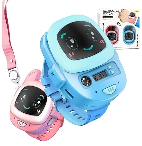 2in1 Rechargeable Walkie Talkie Watch for Kids, Two-Way Radio Walky Talky with Flashlight Children Long Range, 2-Pack Interphone Strap Outdoor Game for Kids Ages 4-8 Gifts for Boy and Girl