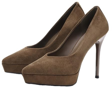 Vosswear Zapatos de tacón Plataforma Mujer Punta Afilada tacón Fino