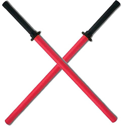 Set of 2 Red Padded Sparring Bokken Foam Sword Practice Blade