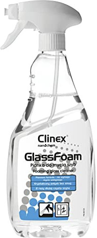 Clinex Foam Glasreiniger Spray 650 ml/Scheibenreiniger-Schaum/Intensiv-Hochglanzreiniger für streifenfreien Glanz/Fensterreiniger/Glas und Spiegel Reiniger, streifenfreie Reinigungsformel