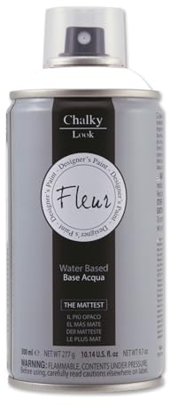 FLEUR Spray Vernice Chalk Paint, Extra Opaco, all' Acqua senza Odore, MultiSuperficie, 300 ml F01 Titanium White, Effetto Gesso, Shabby Chic Vintage, per Mobili, per Interno - Esterno
