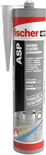 Fischer ASP Bianco, Adesivo Sigillante Tenace e Resistente per Giunti a Pavimento, in Facciata, Condotte, Lamiera e Carrozzeria, Cartuccia in Alluminio 300 ml, 544916