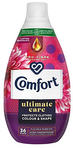 Comfort Ultimate Care Fuchsia Passion bottle made of 100% recycled plastic* Ultra-Concentrated Fabric Conditioner for complete clothes protection 36 Wash 540 ml