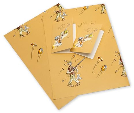 Set of Clay Pigeon Shooting present and birthday wrapping paper & gift tags - two sheets of wrapping paper and two tags