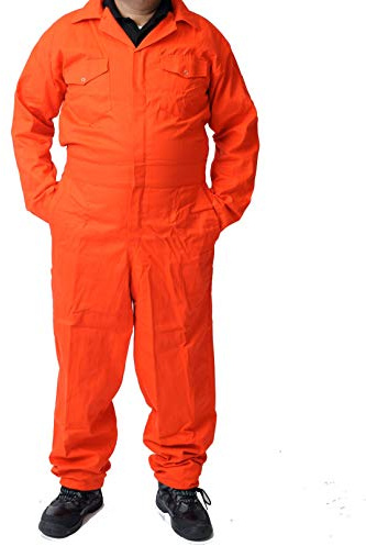 Road Master Men's Poly Cotton Coverall Overalls Painters Suit Decorators Mechanic Workwear Boiler Suit Cleaning Job Work Uniform with Two Chest Pockets, Orange, 5XL