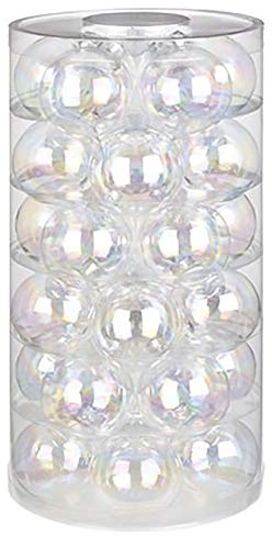 Inge Glas Weihnachtskugeln | Schöne Christbaumkugeln aus Glas | 30 Kugen in Dose | Christbaumschmuck Weihnachtsbaumschmuck Weihnachtsbaumkugeln (Irisierend | durchsichtig)