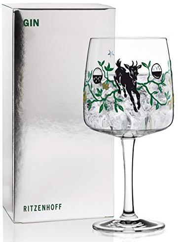 RITZENHOFF Gin Ginglas von Karin Rytter (Faunus), aus Kristallglas, 700 ml, mit echtem Platin, Grün, Schwarz, Platin, 1 Stück (1er Pack)