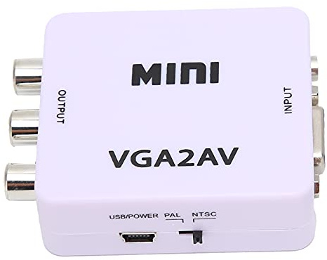 VBESTLIFE Videokonverter, VGA zu AV 1080P HD-Videokonverter-Adapter, mit Datenkabel, für TV-PC, PC-Eingang mit Hoher Auflösung