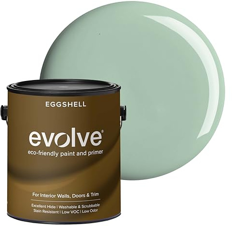 EVOLVE Paint & Primer: Environment-friendly, Low Sheen with One-coat Coverage for Interior & Exterior surfaces (Seafoam Green, 1-Gallon)