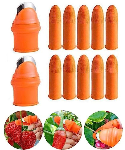 SYXLS Lot de 12 Couteaux à Pouce en Silicone Avec Repose-doigt et Lame Tranchante, Fruits et Légumes, Séparateurs de Doigts pour Couper les Plantes, les Fuits et les Légumes