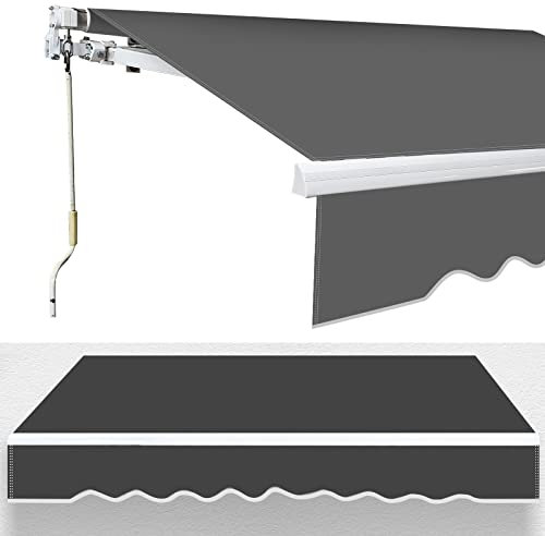 Jopassy Gelenkarmmarkise Markise Einziehbar mit Manuell, 350x300cm Grau Sonnenmarkise Balkonmarkise Sonnenschutz Anti-UV und Wasserfest Neigungswinkel bis 30 Grad, für Terrasse Balkon