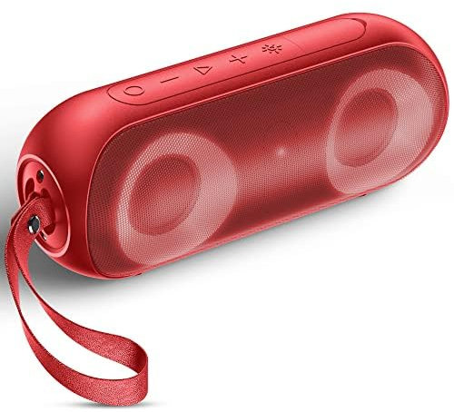 NOTABRICK Bluetooth Speaker, IPX7 Waterproof, RGB Lights, 30W Stereo Deep Bass, 100ft Range Blue Tooth 5.0, 15H Playtime Portable Speakers for Shower Outdoor Beach Party Gift(Red)