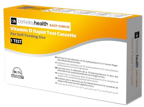 Berkeley Health Vitamin D Rapid Test Kit - Check for Deficiency & Insufficiency - Easy to Follow Home Check Set - Fast & Accurate - 1 Pack