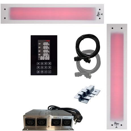 SET frameless InfraROTmed MAX© ICE djupvärmestrålare kontroll icon 4 touchar, infraröd strålkastare för bastu och infraröd kabin, helspektrumspotlight (1 x 500 W 1 x 1 300 W SW S)