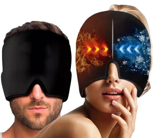 Gorro Migraña - Gorro Migraña Gel 360º - Migraña Gorro de Gel para Dolor de Cabeza, Sinusitis - Efecto Frío y Calor - Uso en Congelador y Microondas