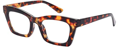 EyeOrion 1-pack läsglasögon för kvinnor med stora fyrkantiga glas och fjädergångjärn
