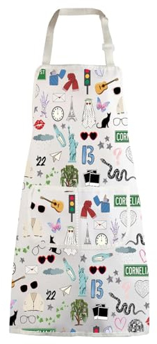 WZMPA Song Concert Kitchen Apron Singer Poster Gift Singer Tour Adjustable Apron With Pockets Song Lyrics Merchandise, 13t White Ap, Medium