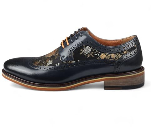 Infinity Leather Zapatos de Vestir Brogue con Estampado Floral de Cuero Azul Marino para Hombre - Ross