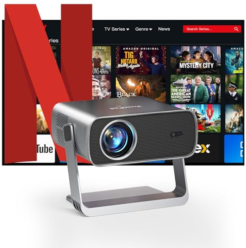 [Official Netflix & 30000L Dolby Audio] Mini Projector – WiFi & Bluetooth, XuanPad 1080P Supported, Portable Projector with 210° Rotatable Stand, Auto Keystone, Dust Removal & Cooling Design